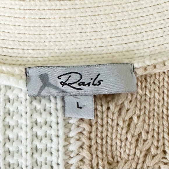 Rails Reese Cream Patchwork Mixed Cable Knit Oversized Cardigan Size L - Picture 6 of 16